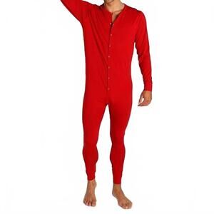 NEW J. ADAMS lumberjack union suit in red